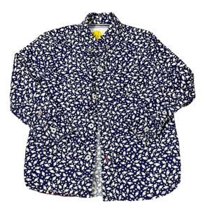 Boden Boys Blue Space Print Button Down Shirt Size 4-5Y
